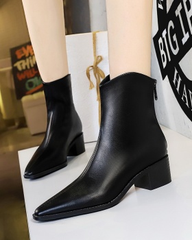 All-match pointed women's boots middle-heel simple boots