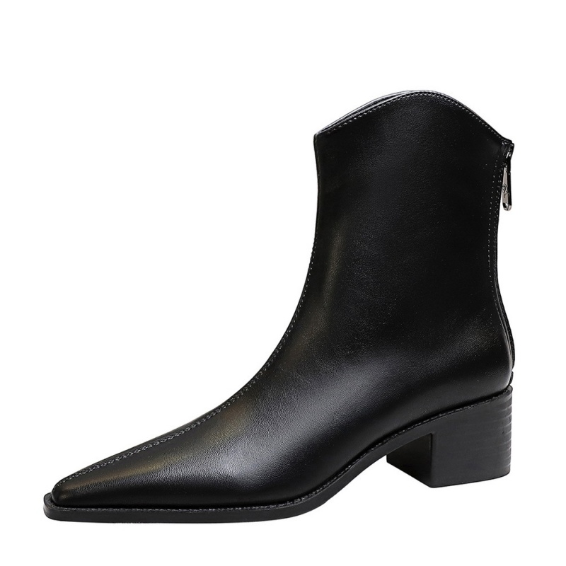 All-match pointed women's boots middle-heel simple boots