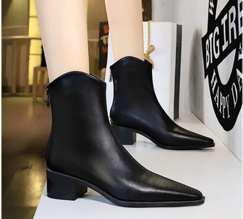 All-match pointed women's boots middle-heel simple boots