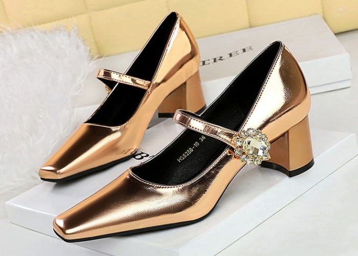 Banquet rhinestone buckle retro shoes