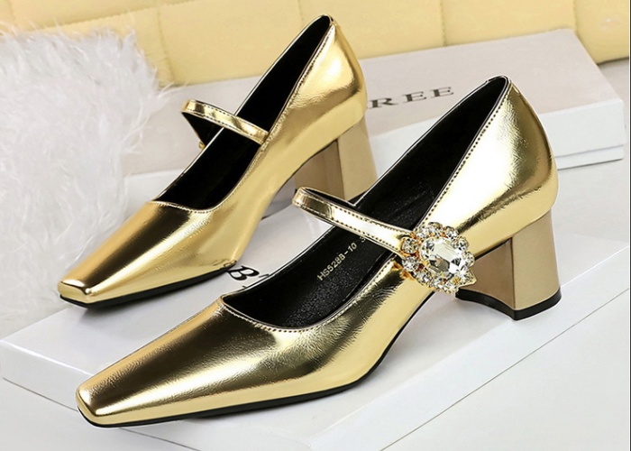 Banquet rhinestone buckle retro shoes