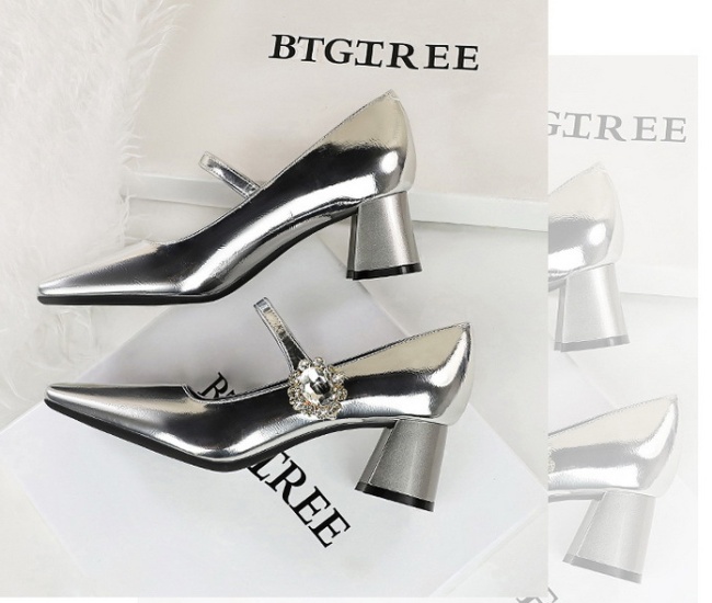 Banquet rhinestone buckle retro shoes