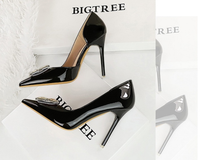 High-heeled fine-root banquet low shoes for women