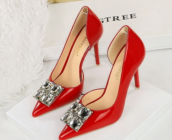 High-heeled fine-root banquet low shoes for women