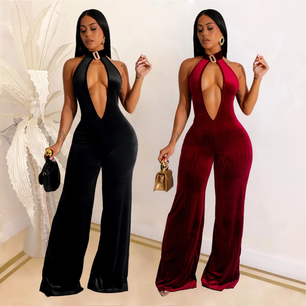 High waist sexy V-neck fashion jumpsuit for women