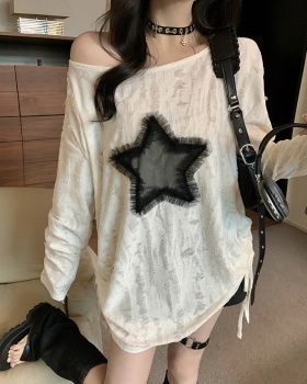 Round neck thin tops stars large yard T-shirt