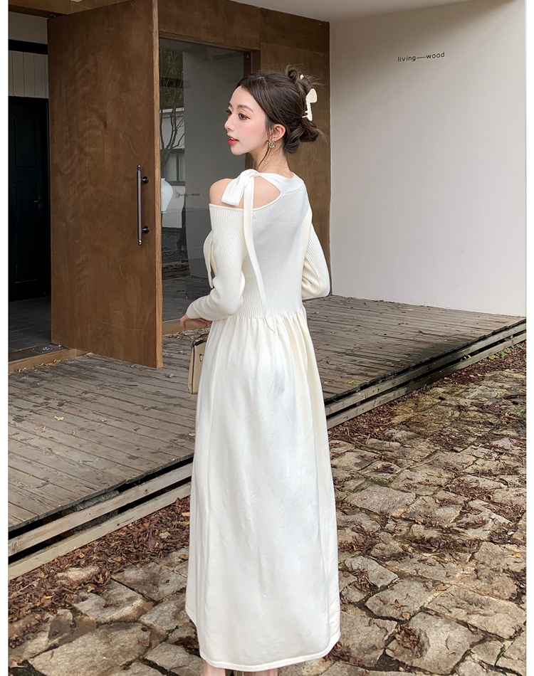 All-match bow dress A-line long dress for women