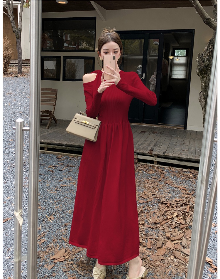 All-match bow dress A-line long dress for women