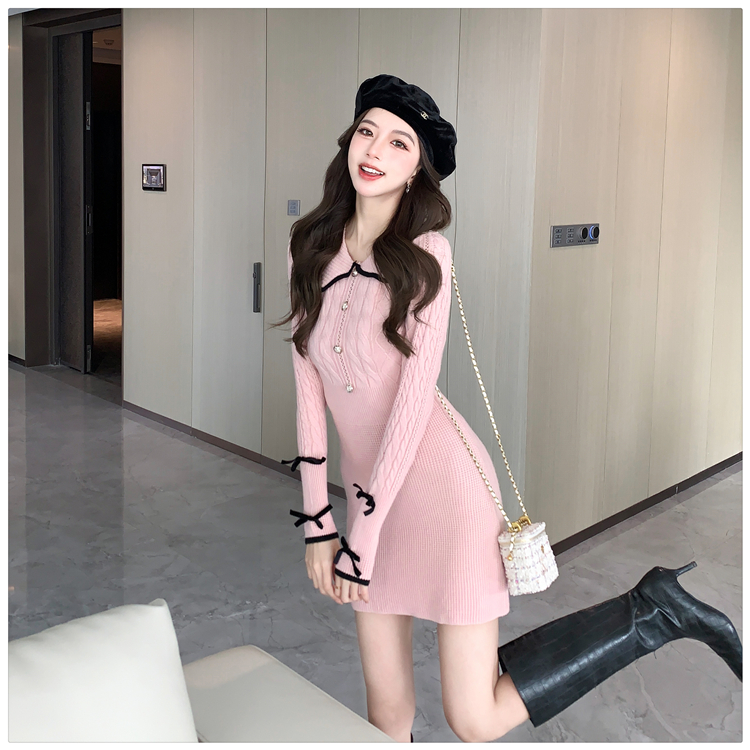 Slim autumn and winter dress Korean style knitted T-back