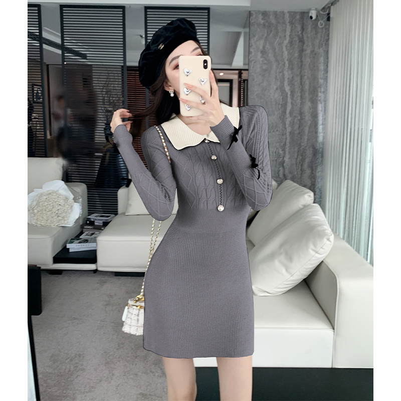 Slim autumn and winter dress Korean style knitted T-back