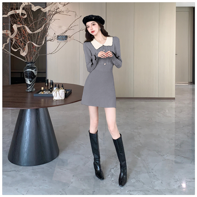 Slim autumn and winter dress Korean style knitted T-back