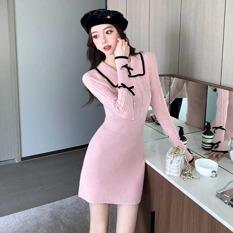 Slim autumn and winter dress Korean style knitted T-back