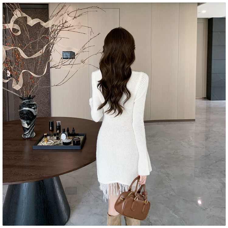 Knitted flowers sweater dress tender dress for women