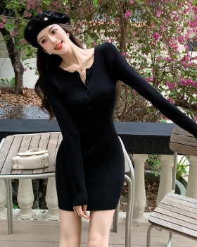 Package hip slim overcoat knitted sweater dress