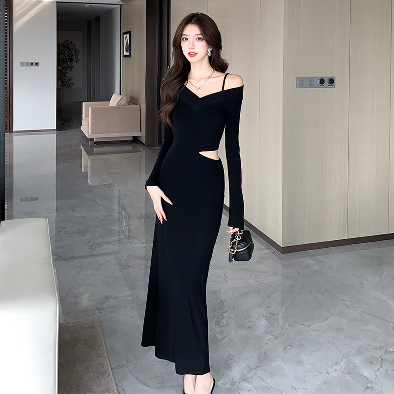 Strapless autumn long sleeve slim dress for women