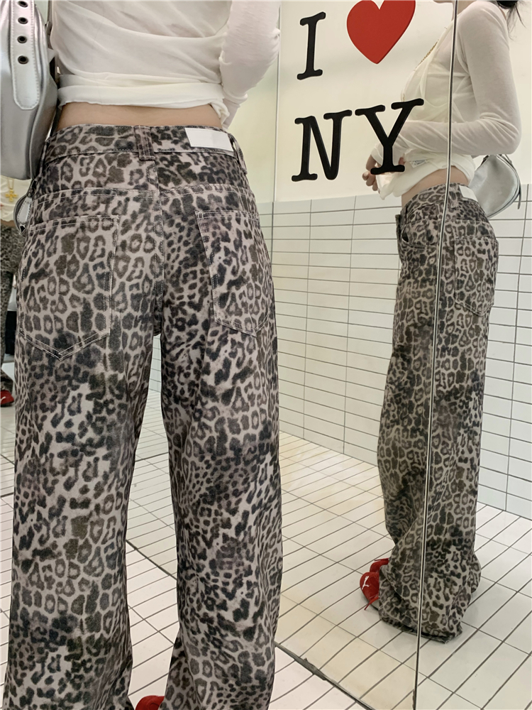 Street American style wild nature leopard casual pants