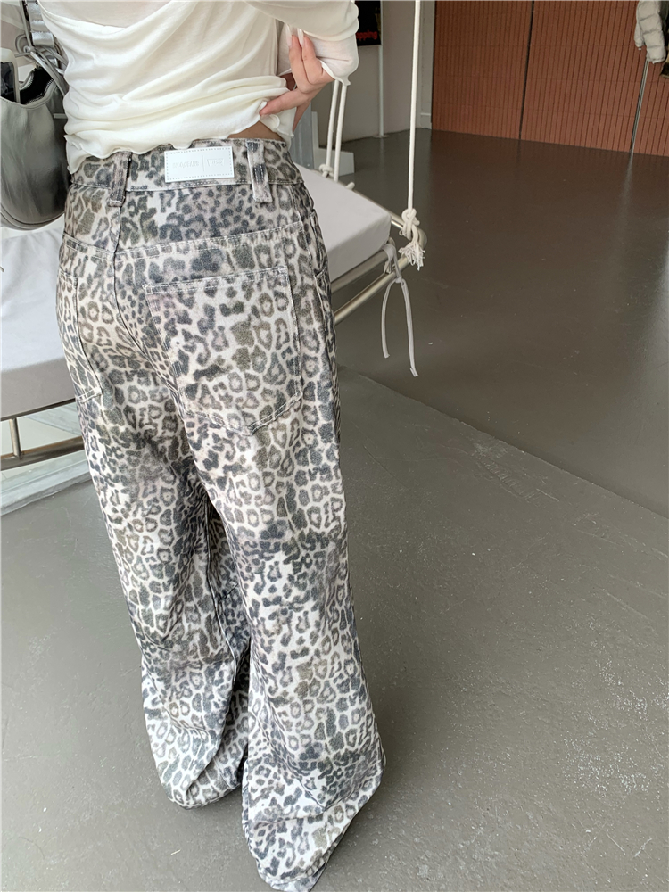 Street American style wild nature leopard casual pants