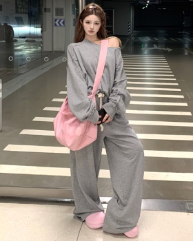 Temperament casual pants all-match hoodie 2pcs set