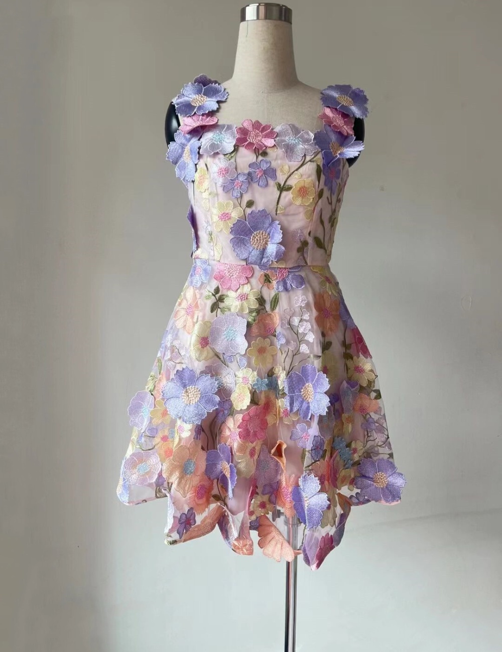 Sling gauze flowers dress sweet maiden colors T-back