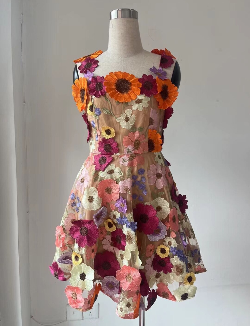 Sling gauze flowers dress sweet maiden colors T-back