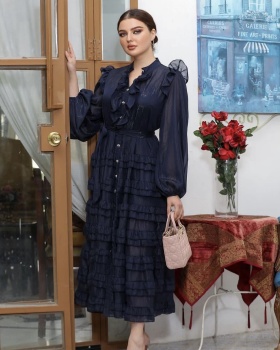 Autumn and winter dress lantern sleeve formal dress