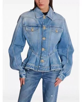 Denim spring jacket street European style coat for women