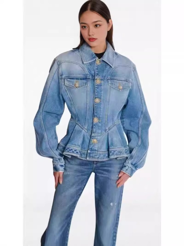 Denim spring jacket street European style coat for women