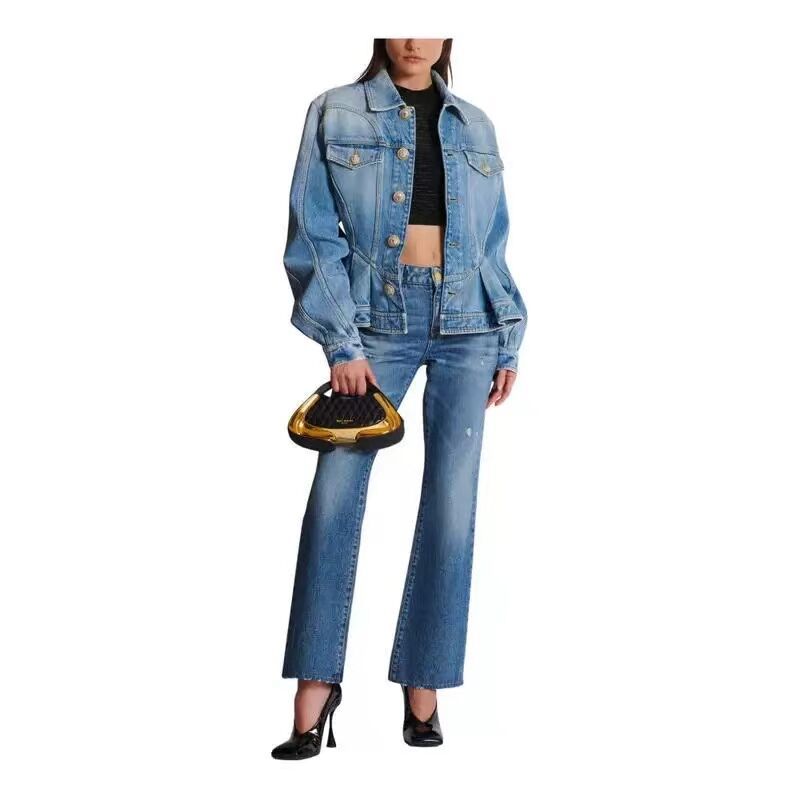 Denim spring jacket street European style coat for women