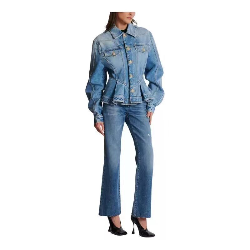 Denim spring jacket street European style coat for women