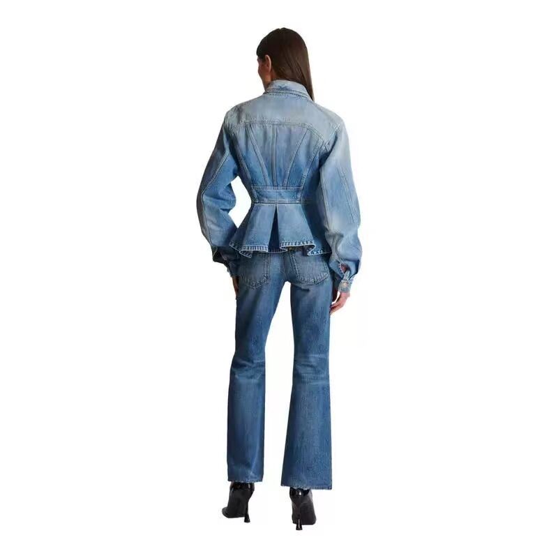 Denim spring jacket street European style coat for women