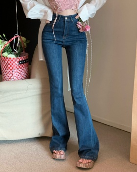 Slim elasticity long pants high waist jeans