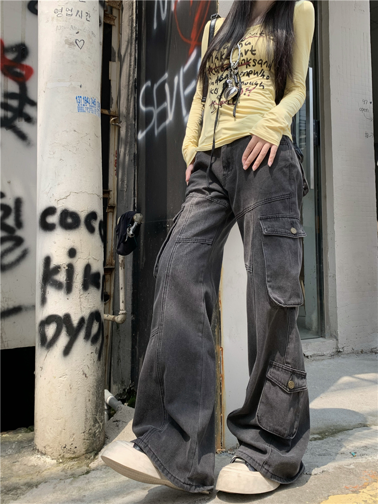 Retro jeans American style long pants for women