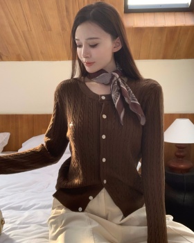 Red long sleeve autumn slim sweet style knitted sweater