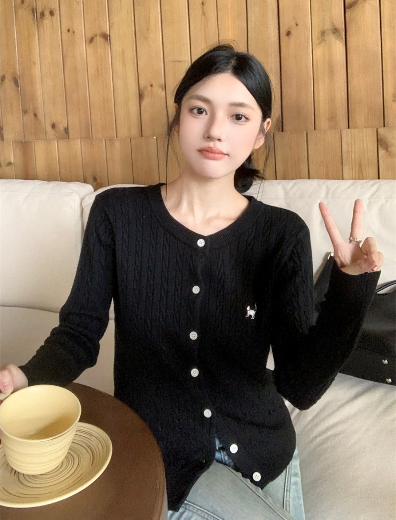 Red long sleeve autumn slim sweet style knitted sweater