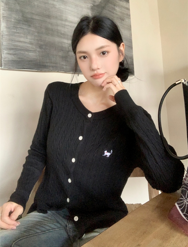 Red long sleeve autumn slim sweet style knitted sweater