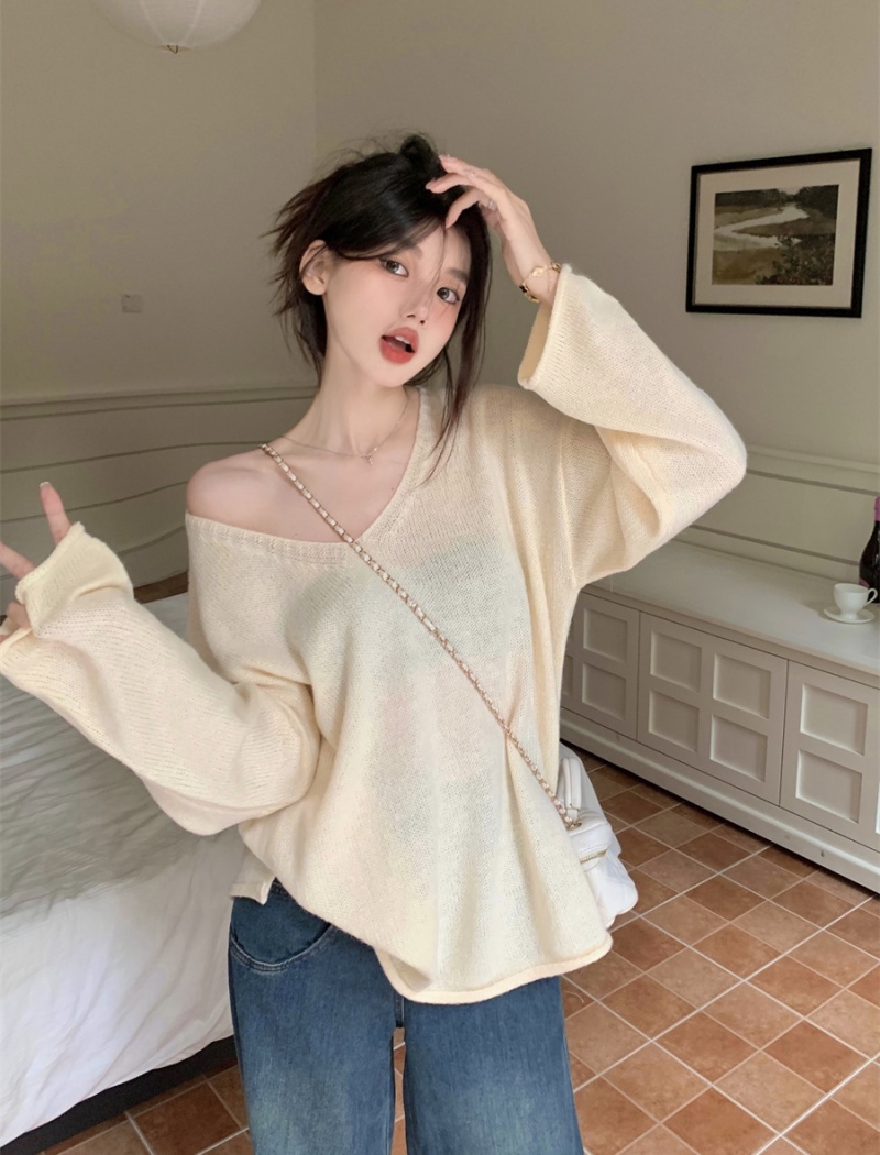 Autumn loose knitted tops Korean style slim smock