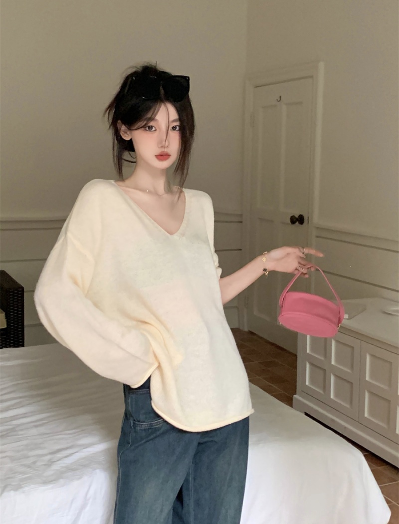 Autumn loose knitted tops Korean style slim smock