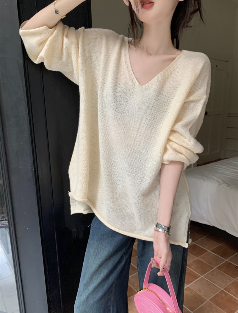 Autumn loose knitted tops Korean style slim smock