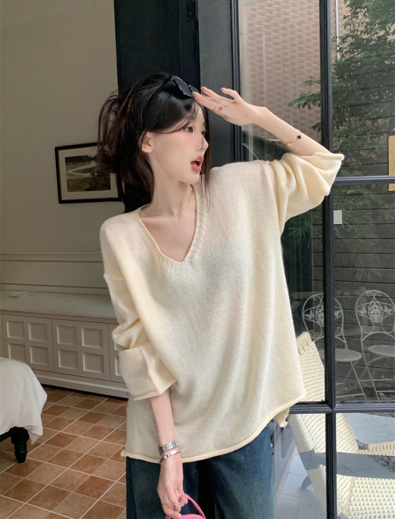 Autumn loose knitted tops Korean style slim smock