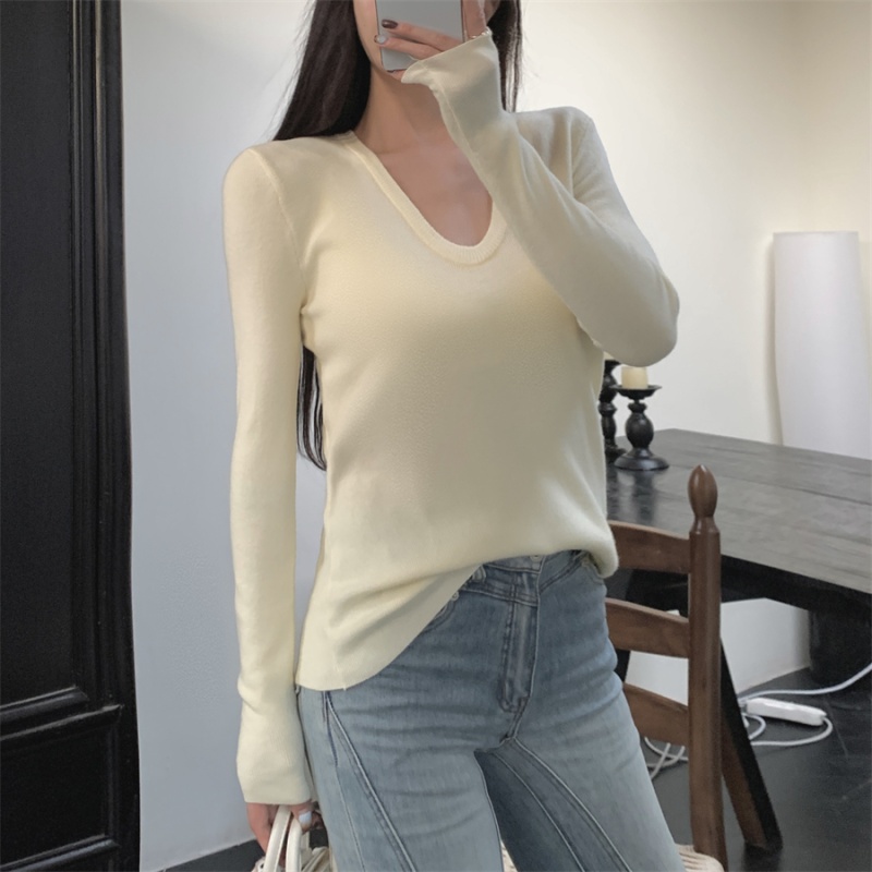 Slim inside the ride sweater knitted autumn bottoming shirt