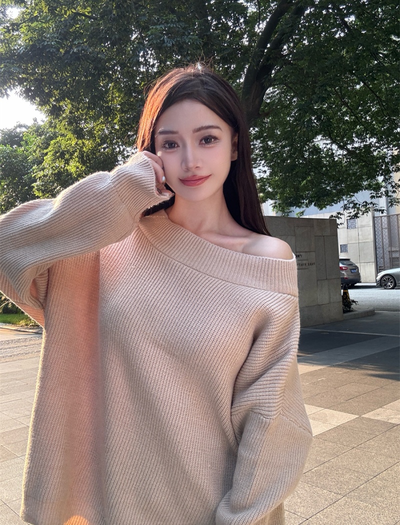 Enticement irregular retro sweater loose knitted tops