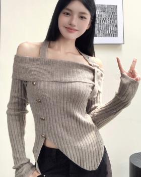 Flat shoulder sweater halter bottoming shirt