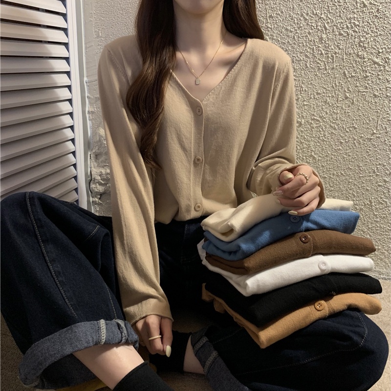 Loose Korean style knitted cardigan for women