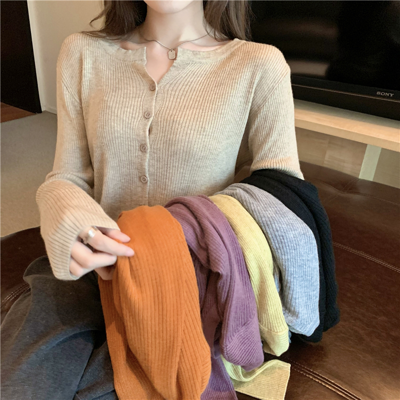 Pure loose thin sweater sunscreen autumn cardigan