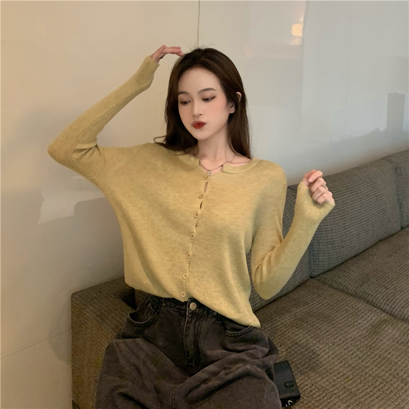 Pure loose thin sweater sunscreen autumn cardigan