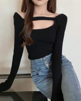 Square collar sweater Korean style bottoming shirt