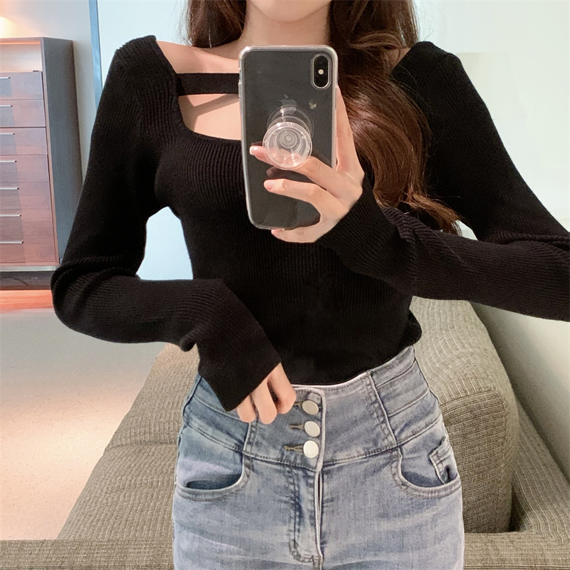 Square collar sweater Korean style bottoming shirt