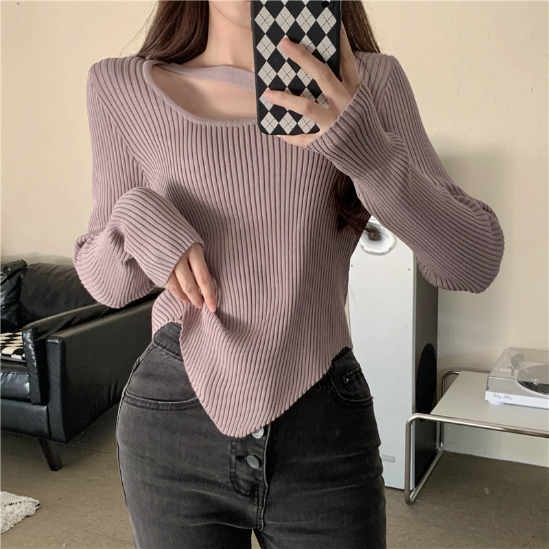 Temperament enticement knitted halter bottoming shirt