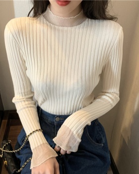 Pit stripe splice sweater all-match bottoming shirt