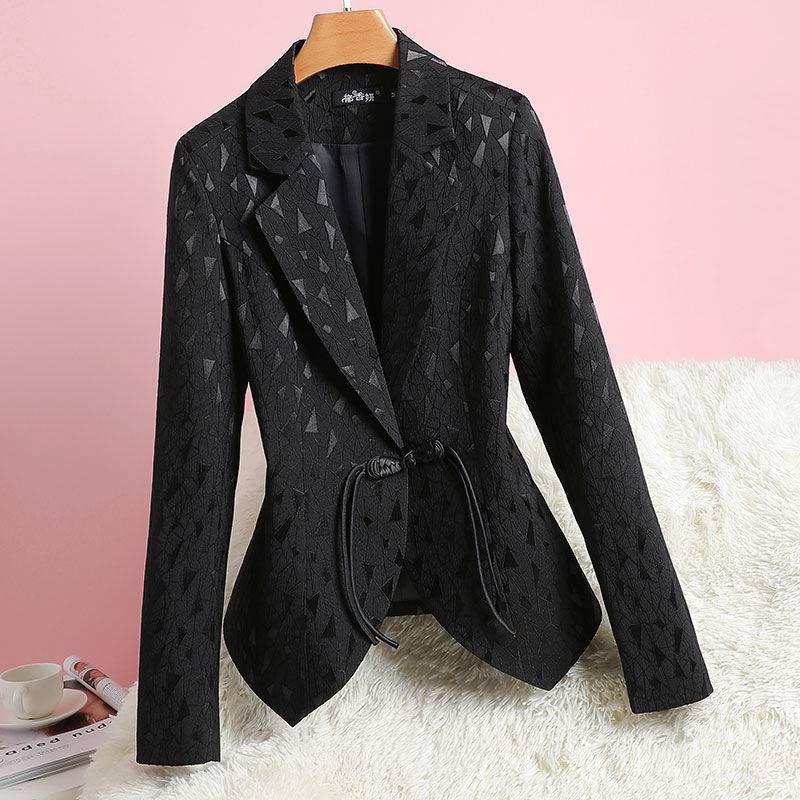 Black retro slim coat all-match small fellow business suit